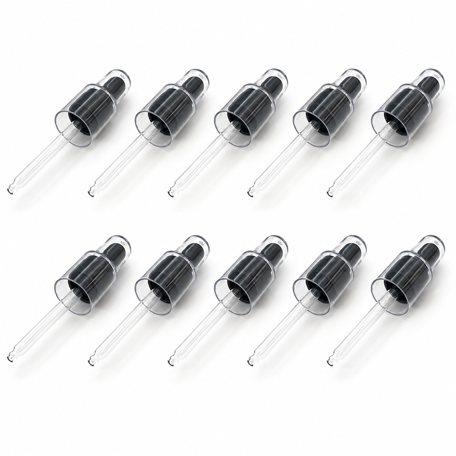 【10本セット】【ボトル ブラウン/ブルー専用】スポイトキャップ（30ml）[ブラック]