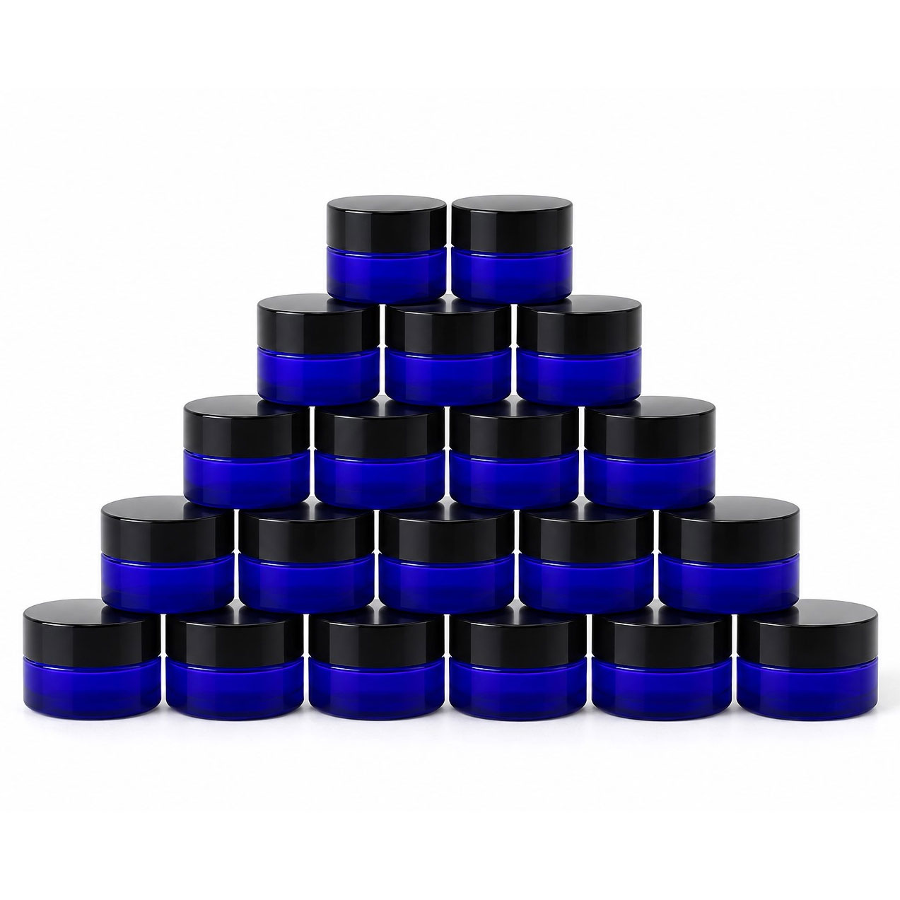 クリームジャー ブルー［ブラックキャップ］【遮光】【20g】（20個セット）
